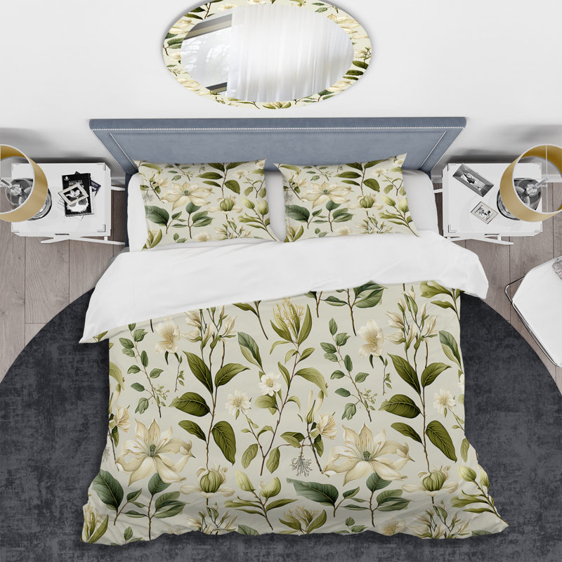 Ensemble de housse de couette Vintage Greens II, Housse de couette simple + 1 taie décorative stan