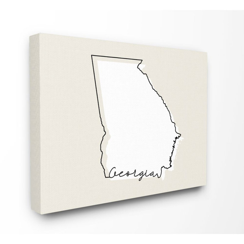 «Georgia Home State Map Neutral Design», impression sur toile, Toile tendue, H 16 po x l 20 po x P 1,5 po