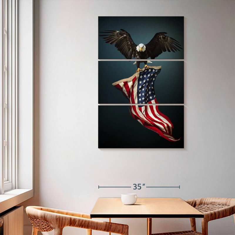 Brampt Eagle With American Flag, 65" H x 42" W
