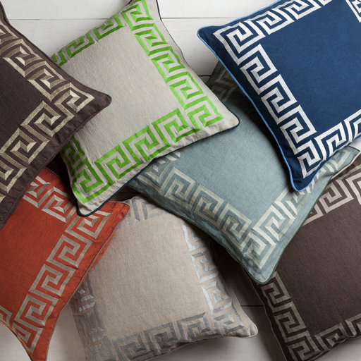 Key Pillow Cover, 18" x 18", Burnt Orange/Taupe