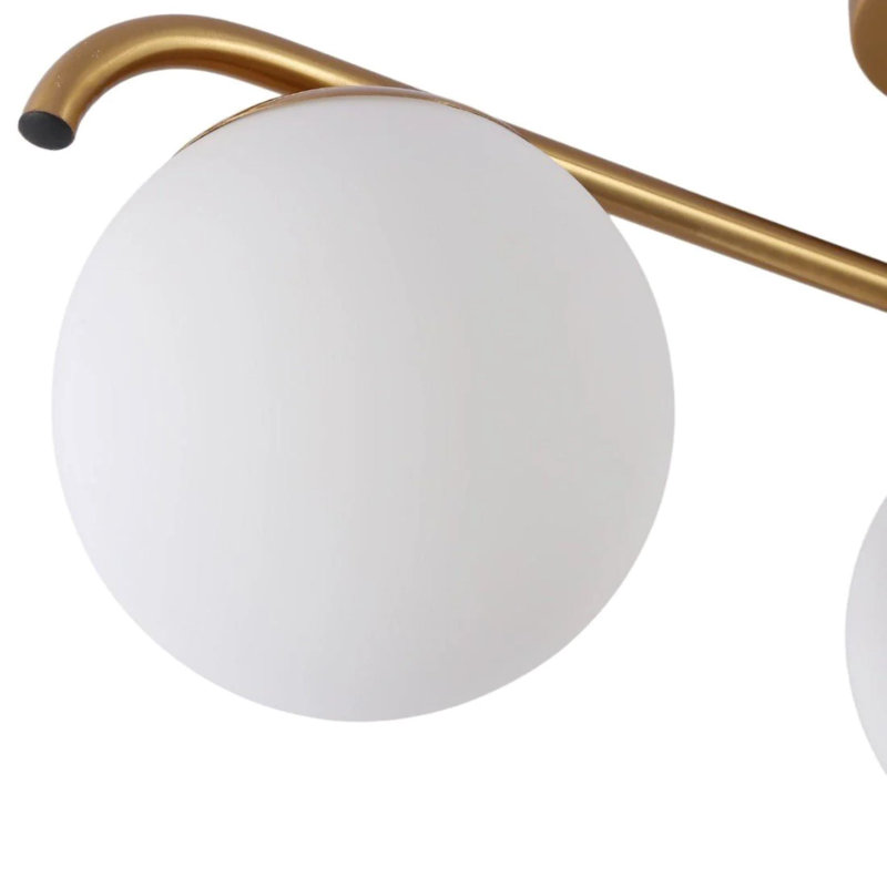 Modern 3-Light Semi Flush Mount Ceiling Light with Opal Glass Globes and Gold Metal Frame, E26 Base
