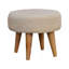 Petit repose-pieds Wood Boucle, pieds nordiques, rembourré, beige et brun clair