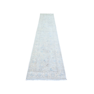 2'6" x 12'2" New Hand Knotted Grey Wool Runner Oriental Rug - MOA10274647