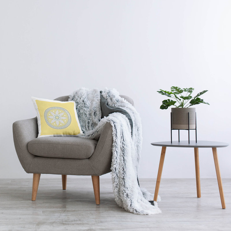 Housse et insert de coussin décoratif en polyester, Jaune