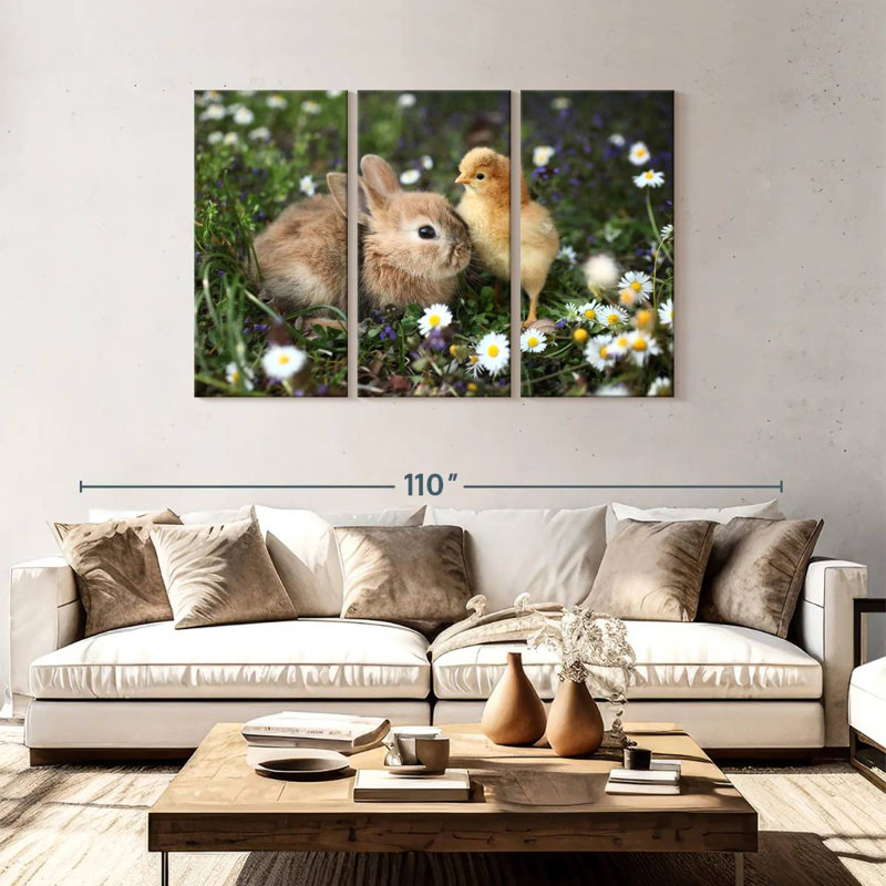 Cute Animals With Chamomile, 48" H x 74" W