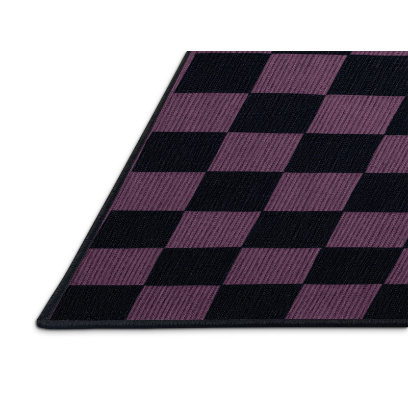 Tapis gris à carreaux lavable à la machine, Carré 8 pi