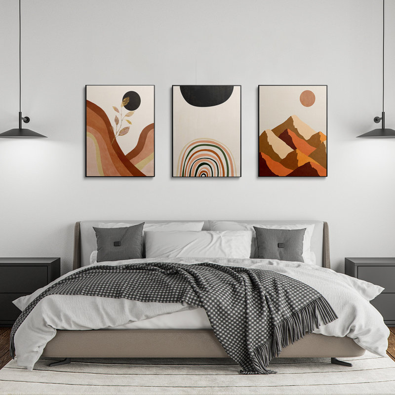 Reproduction d'art moderne bohème Mid-Century, H 23 po x l 18 po x P 4,5 po