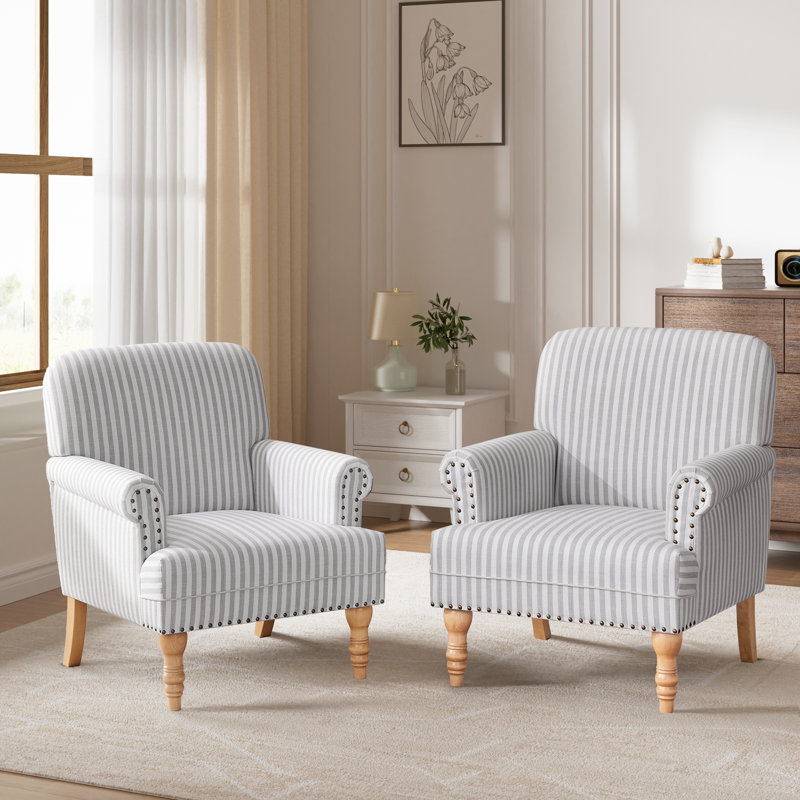 Upholstered Armchair, Light Grey