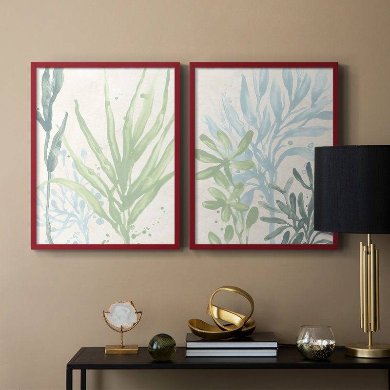 «Swaying Seagrass I-Premium», reproduction encadrée prête à accrocher - aucun clou requis - aucun clou requis, Rouge