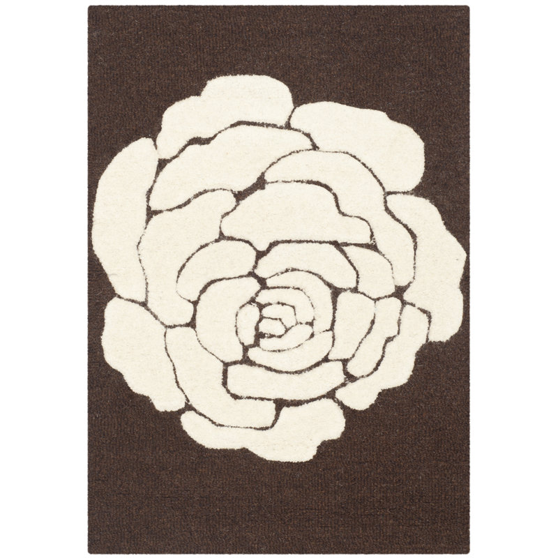 Cannen Hand Tufted Wool Floral Rug, Rectangle 2' x 3'