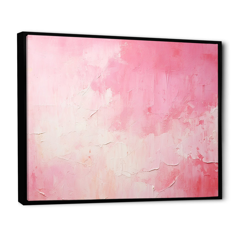 Or et rose, rivière abstraite minimale IV - Fuschia, art mural, Cadre flottant noir, H 34 po x l 44 po x P 1,5 po