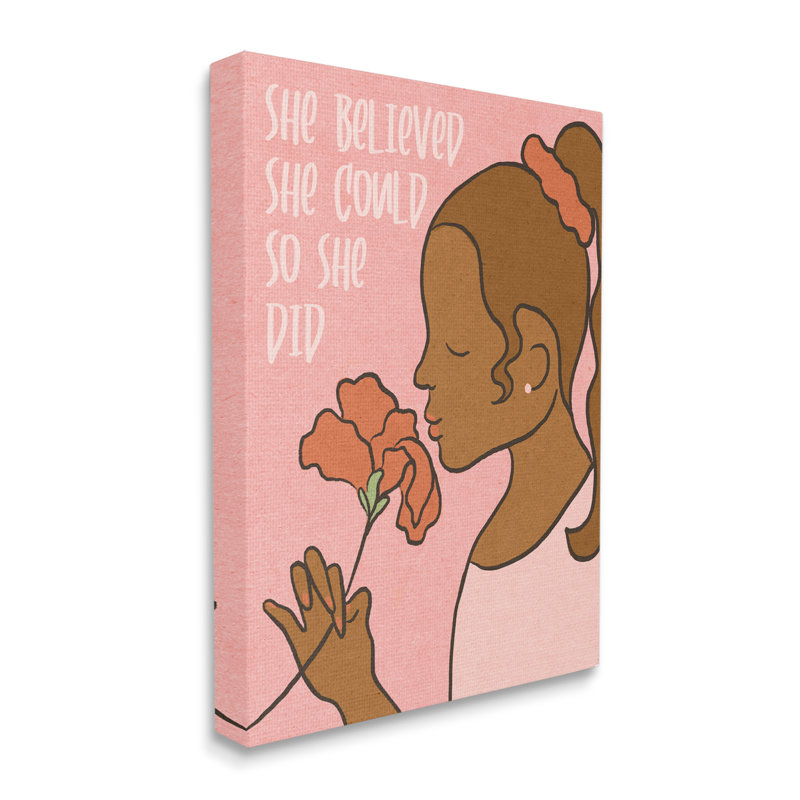 «Abdul-Hadi So She Did d'inspiration», fille avec art floral, Toile tendue, H 20 po x l 16 po x P 1,5 po