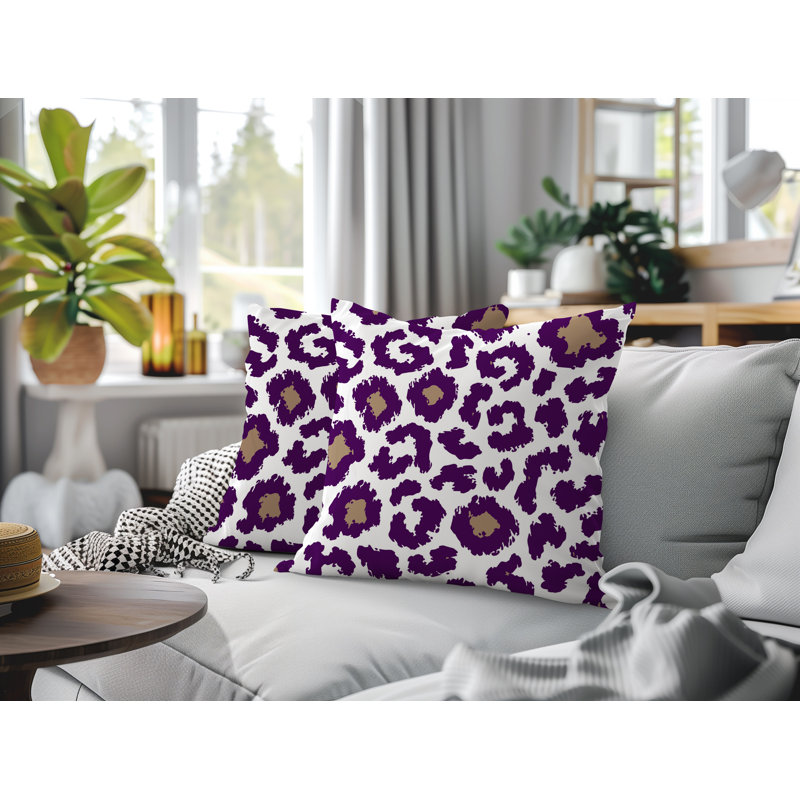 Oreiller réversible intérieur / extérieur à imprimé zébré Norbert, 20x20, Purple