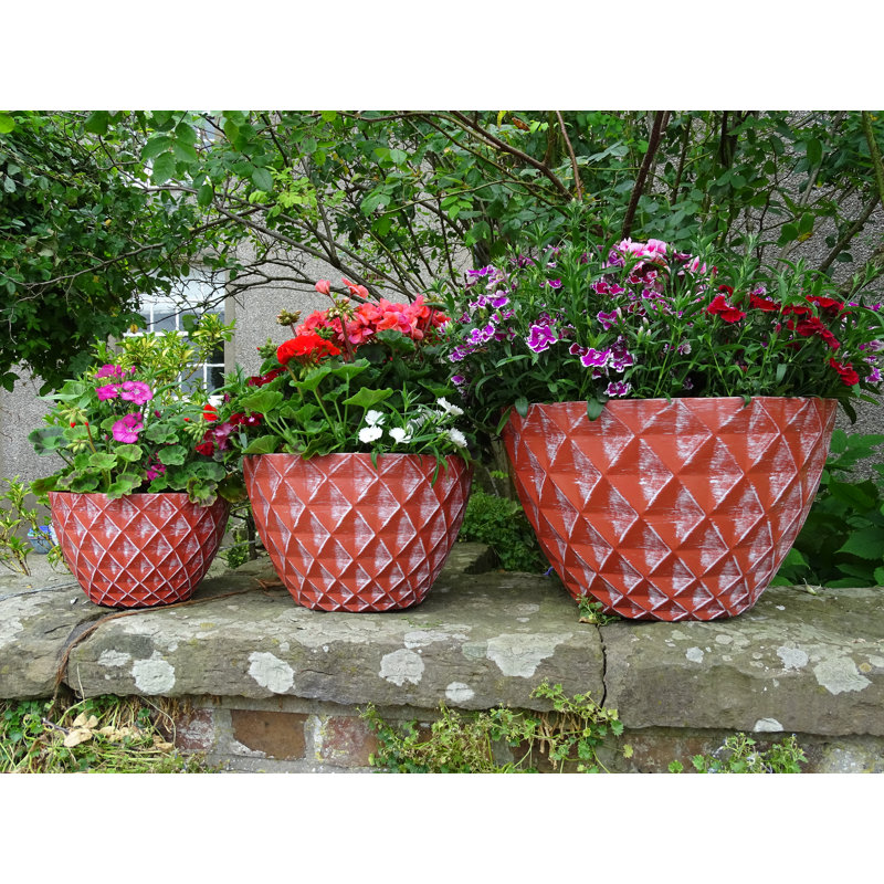 Vermehr Pot Planter, Terracotta/White, 20.5cm H x 33cm W x 33cm D