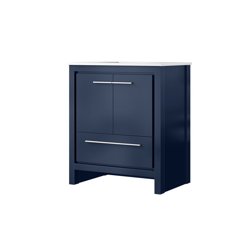 Meuble-lavabo bleu l 30 po x P 20 po avec comptoir en quartz blanc - structure en bois massif, fermeture en douceur, égratignures et teinture, tiroirs d'armoire de rangement suffisants, installation de robinet de 30 po 20 salles de bain