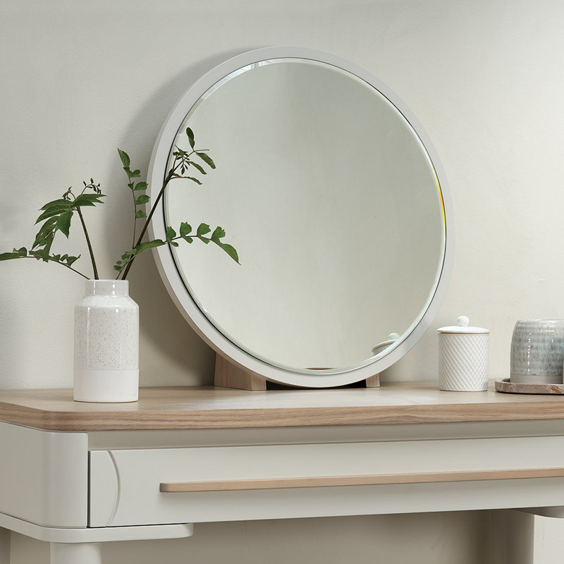 Solid Wood Round Floor Mirror