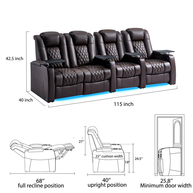 Fauteuil de cinéma inclinable Power Zero Gravity, Brun