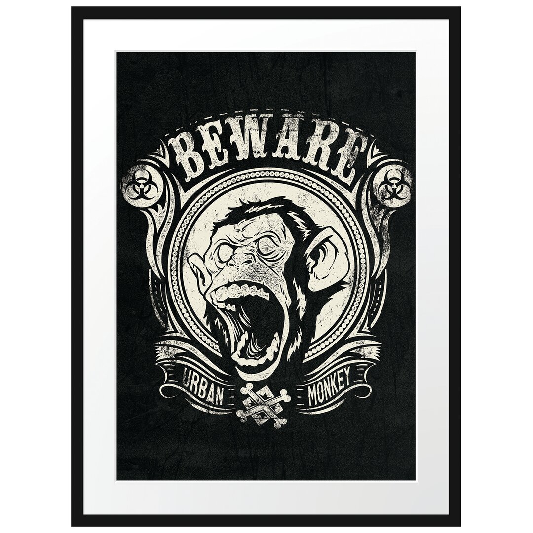 Gerahmtes Poster Urban Monkey Black