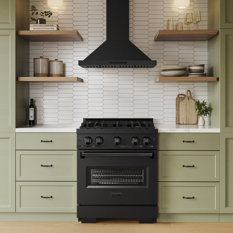30" 400 CFM Convertible Wall Mount Range Hood, Black Stainless Steel