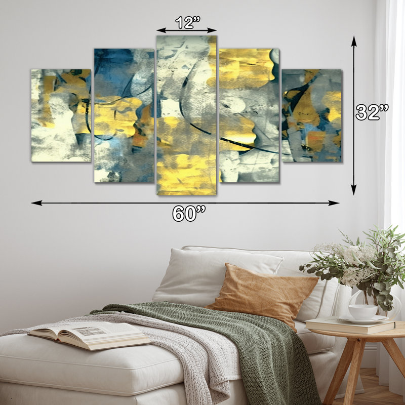 Cinda - Décoration murale collages abstraits - 5 panneaux