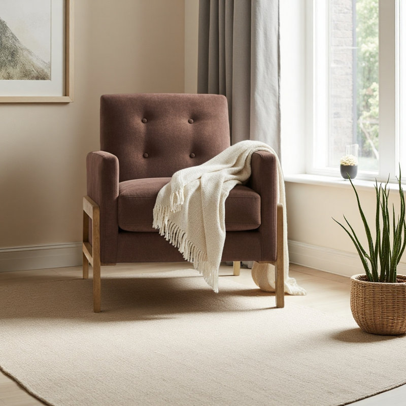 Fauteuil d'appoint capitonné, Espresso