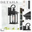 Lanterne murale d'extérieur Modern Farmhouse avec verre ensemencé, finition noir mat-857262648