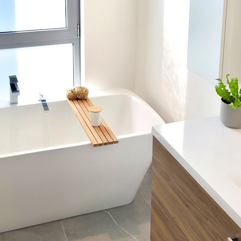 Emmy Freestanding Bath Caddy, Teak