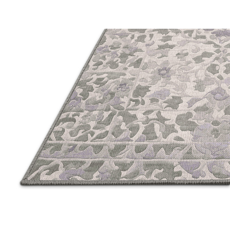 Machine Washable Gray Area Rug, Round 8'