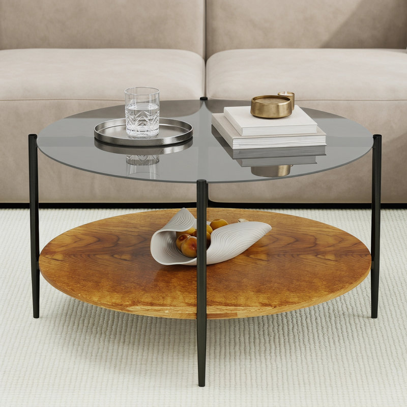 Table basse à double couche, Noir
