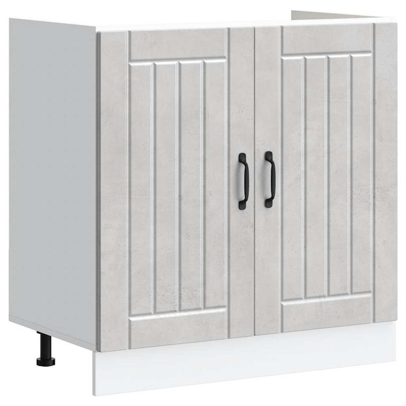 Sink Base Cabinet Lucca High Gloss Engineered Wood, Concrete Grey