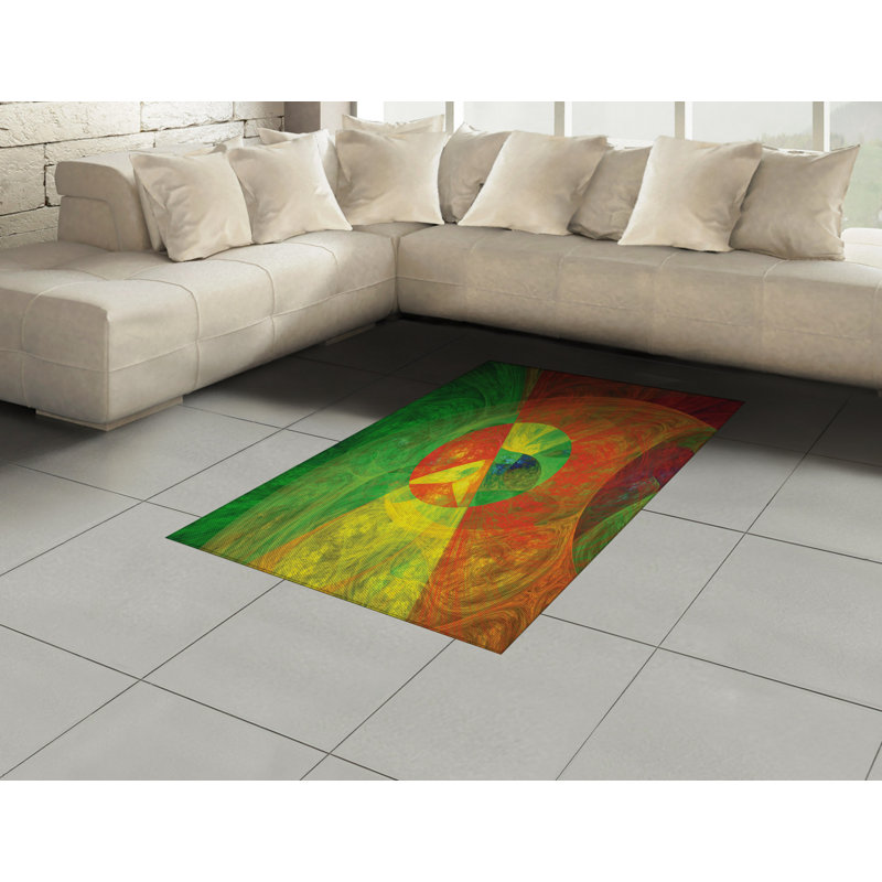 Psychedelic High Density Long Fiber Poly Threads Decorative Area Rug Carpet, Rectangle 4' x 5'8"
