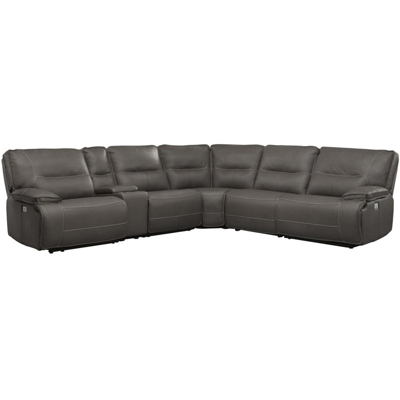 Pomona 6 Piece Modular Power Reclining Sectional with Power Adjustable Headrests, Haze