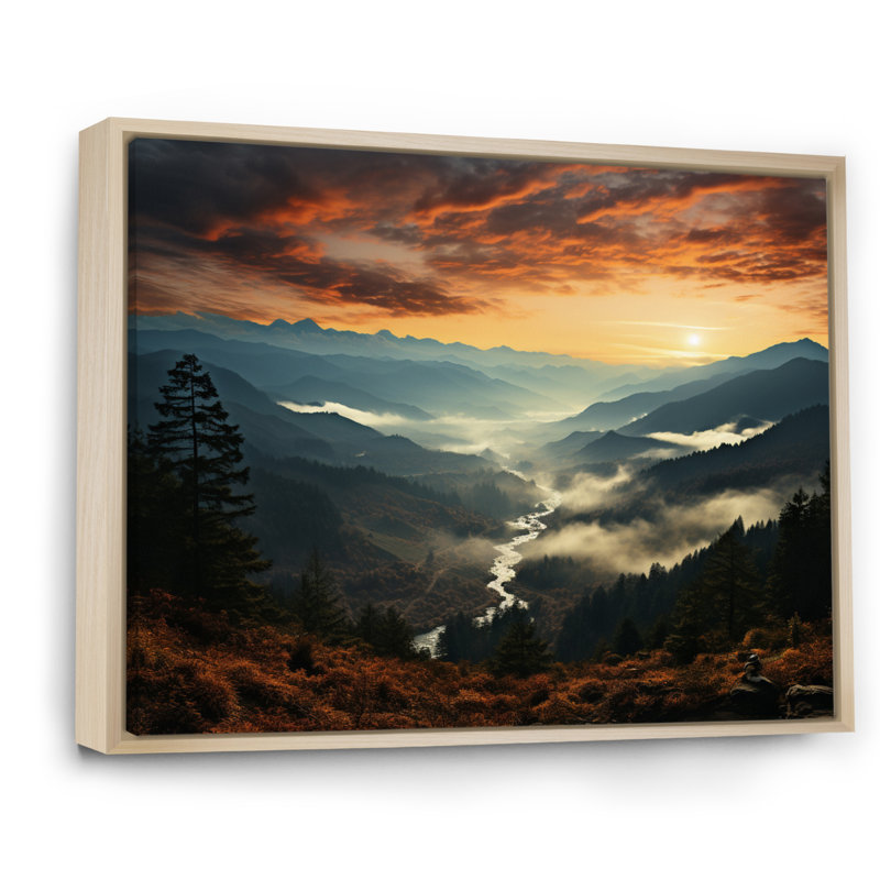 «USA Great Smoky Mountains In Sunset - USA», reproduction sur toile encadrée, H 30 po x l 40 po x P 1,5 po