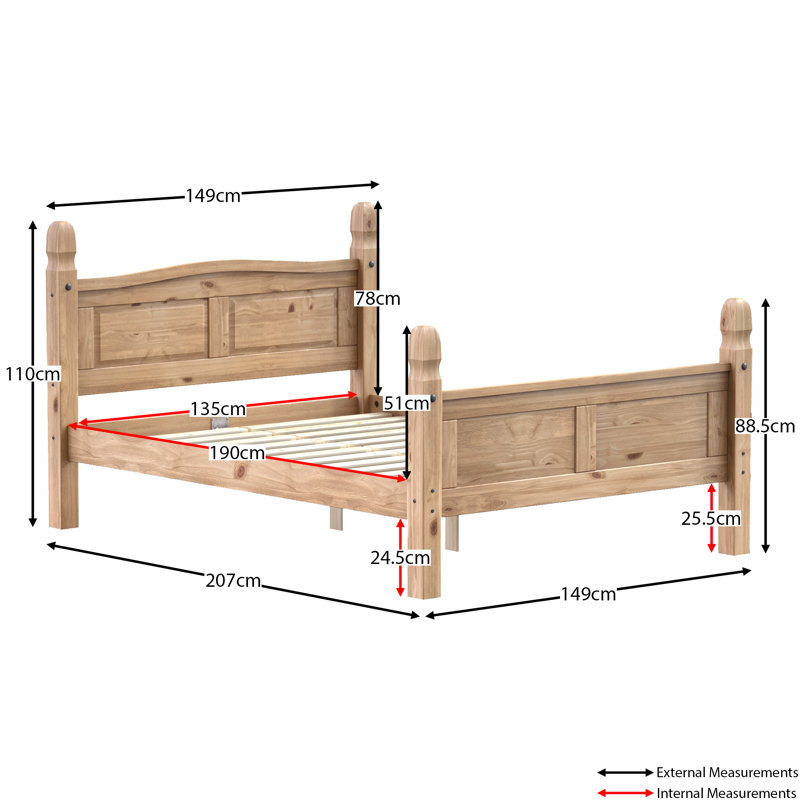 Dodson Solid Wood Bed, Double (4'6)