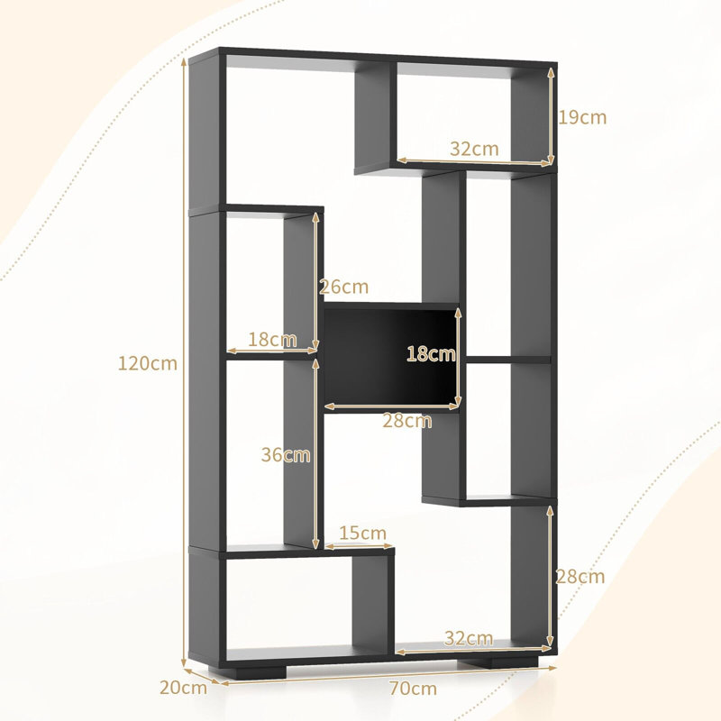 Boxdale 120 cm H x 70 cm W Particle Board Bookcase, Black
