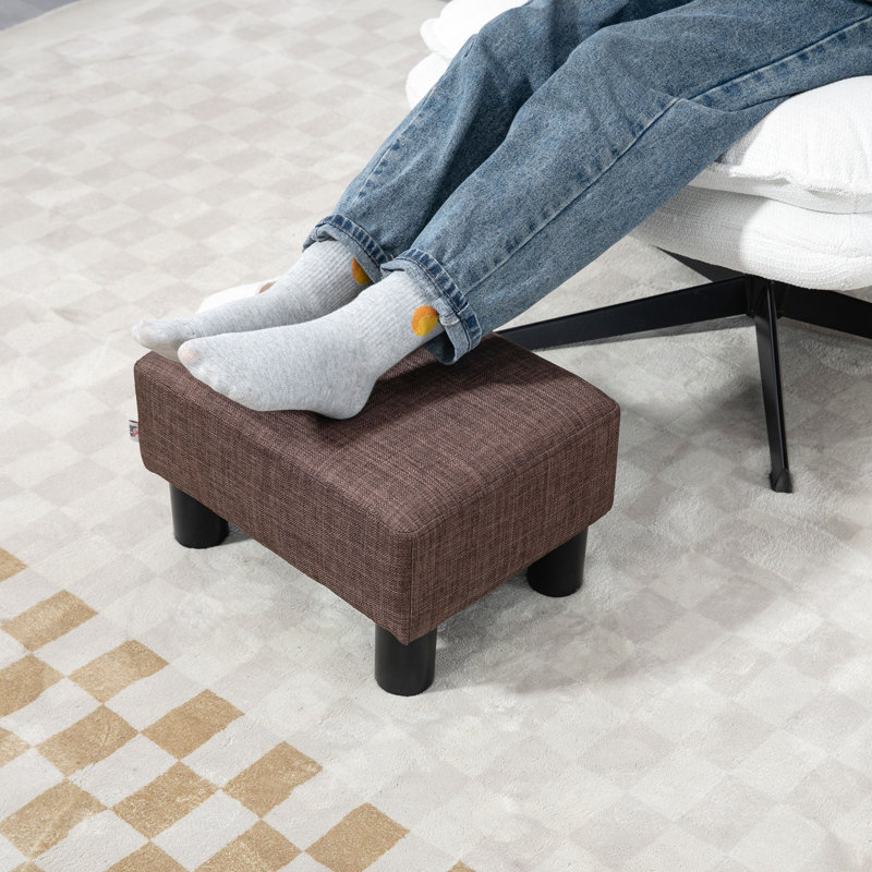 40cm Wide Tufted Solid Colour Footstool Ottoman, Brown