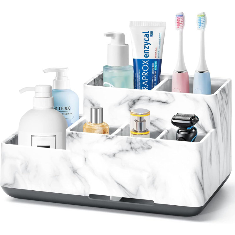 Bathroom Accessory Set, White Marble