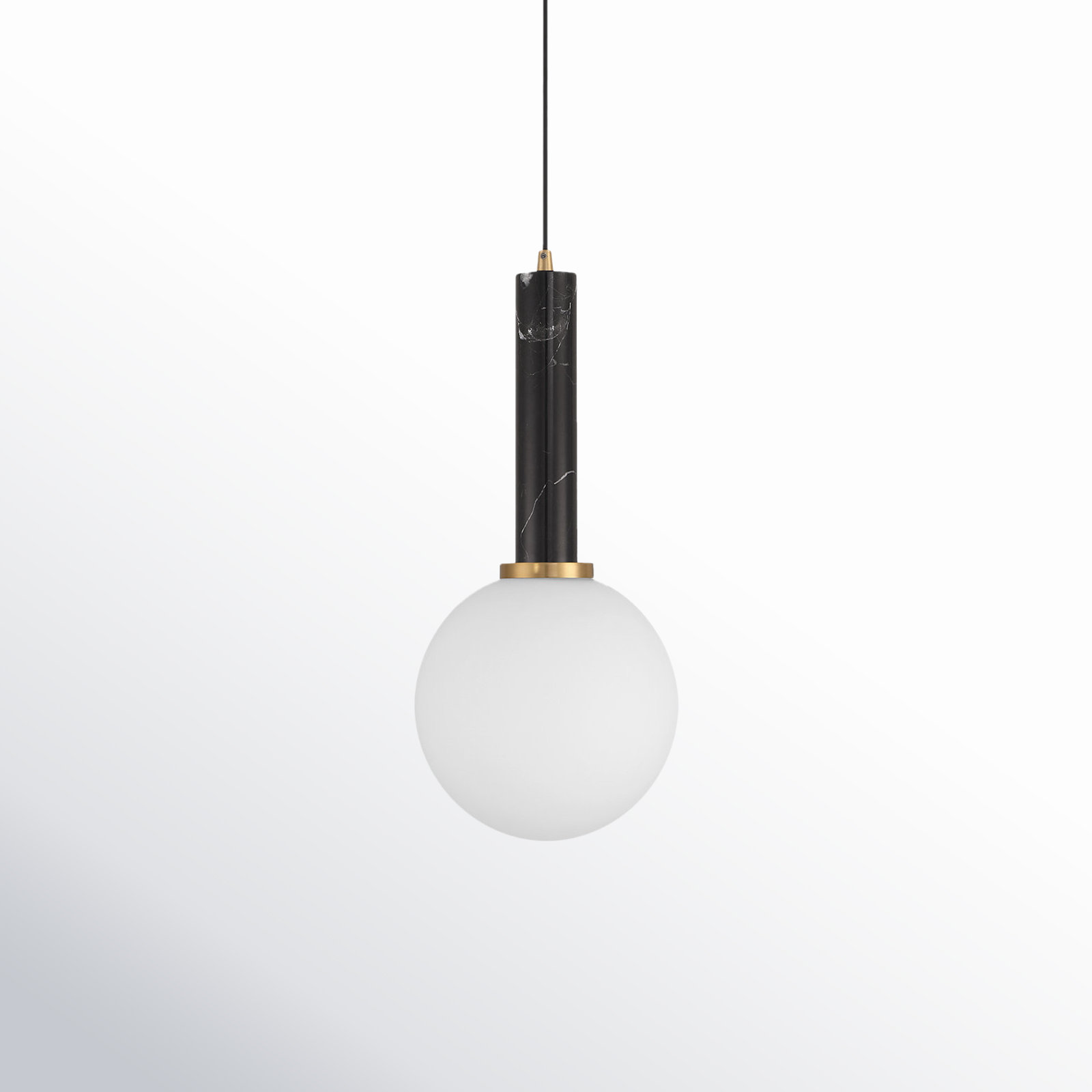 Romania 1-Light Pendant in Warm Brass, Black/Brass