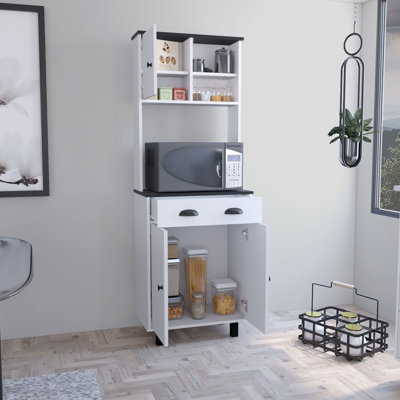 Garde-manger avec 2 armoires, 2 tablettes ouvertes et tiroir Salem