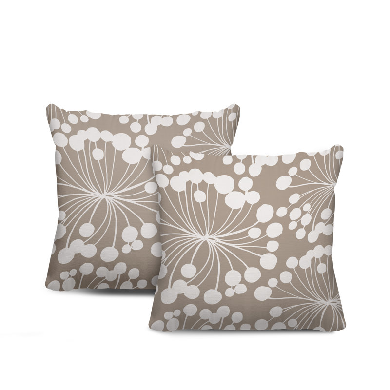Housse et insert de coussin décoratif intérieur / extérieur en mélange de polyester, Beige, L 17 po x H 17 po