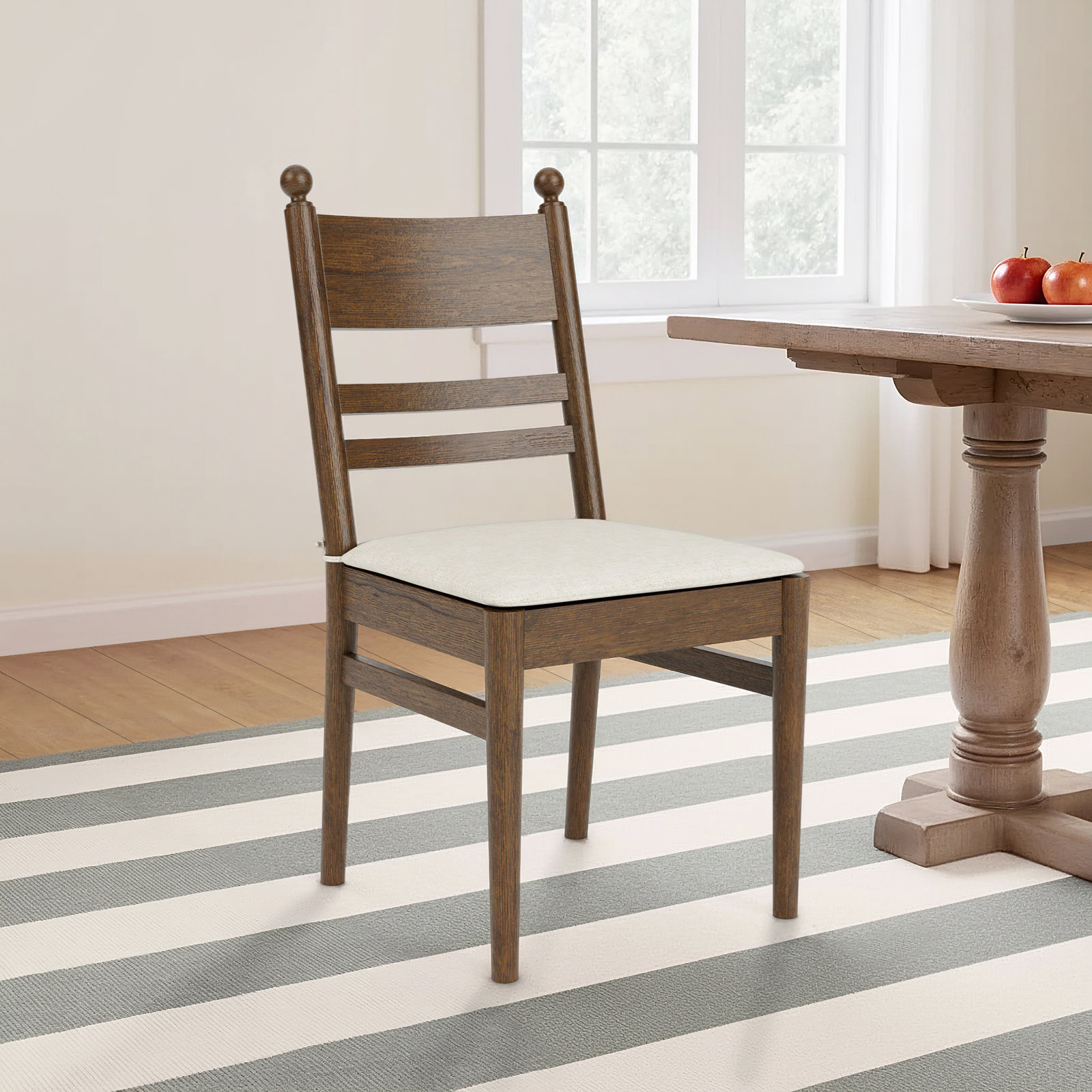 Billie Ladder Back Chair, Brown Wood