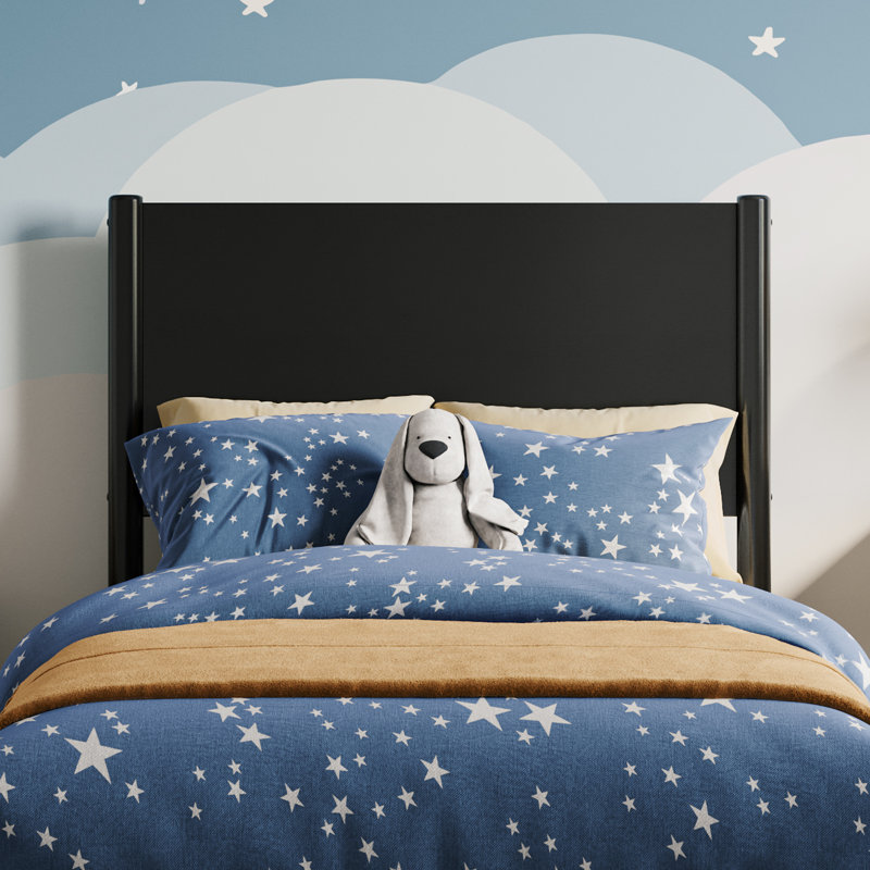 Pasadena Twin Mid Century Modern Wood Panel Headboard, Black, Twin, Black