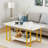 Marble Coffee Table, Faux Marble Top Rectangular Coffee Table With Metal Frame, 2 Tier Living Room Table For Living Room, Office, Balcony, 40 Inch-1907192210