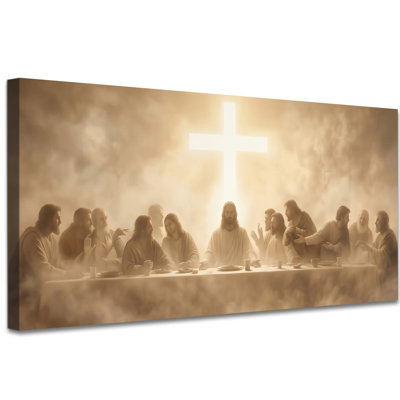 Art mural sur toile Jésus, «The Last Supper Heavenly Light», art mural chrétien avec réflexion pour la salle de prière, Église, salon, toile de fond biblique, 12 x 24 po