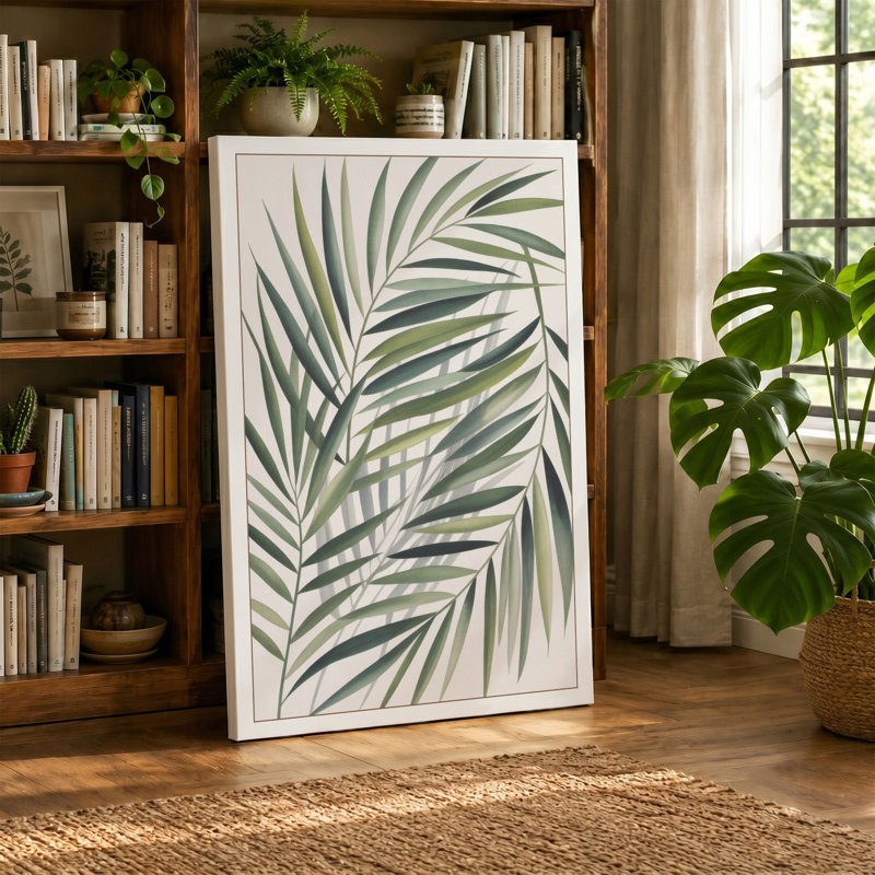 Palm Fronds Botanical - Wrapped Canvas, 18x12 - 45.7 x 30.5 cm, White Border