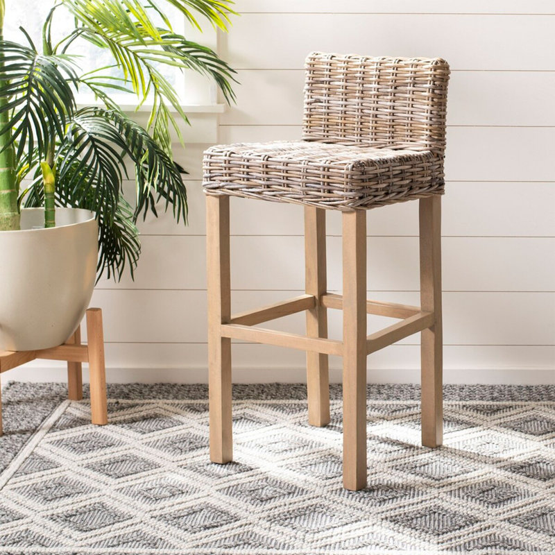 Tabouret de bar Montclare Cappuccino Mango, Gris antique