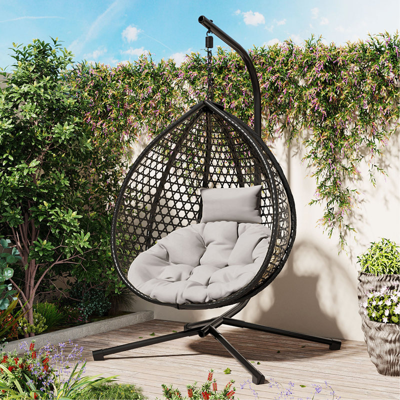 Fauteuil à œufs suspendu polyvalent pour l'intérieur et l'extérieur, Gris, Noir