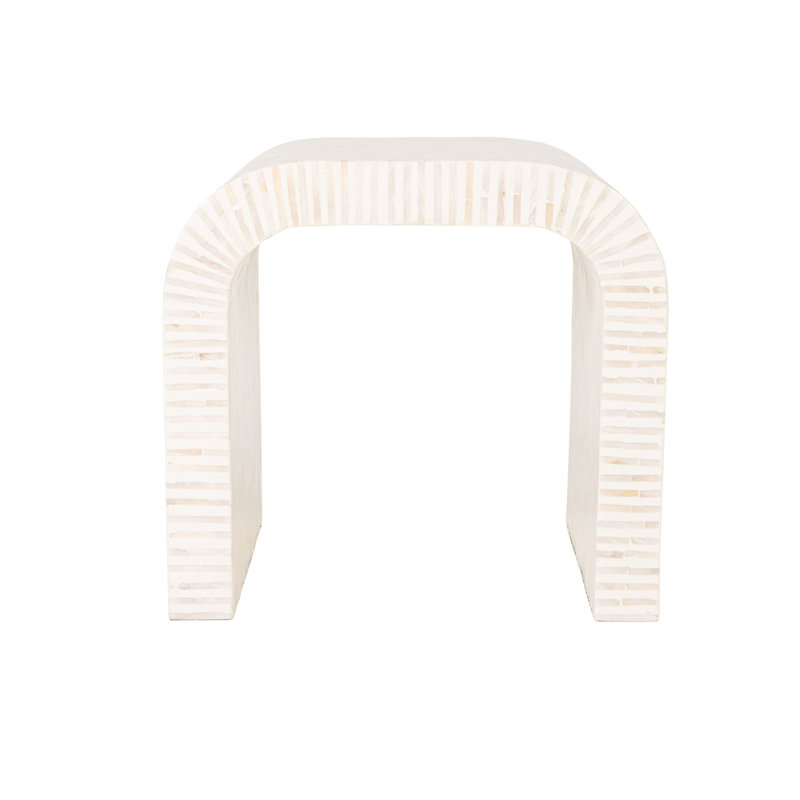 Table de bout Ventura en nacre blanche, Blanc