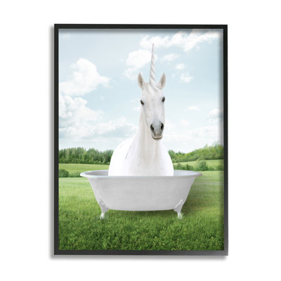 Baignoire de licorne dans un champ, art giclée par lettré et doublé