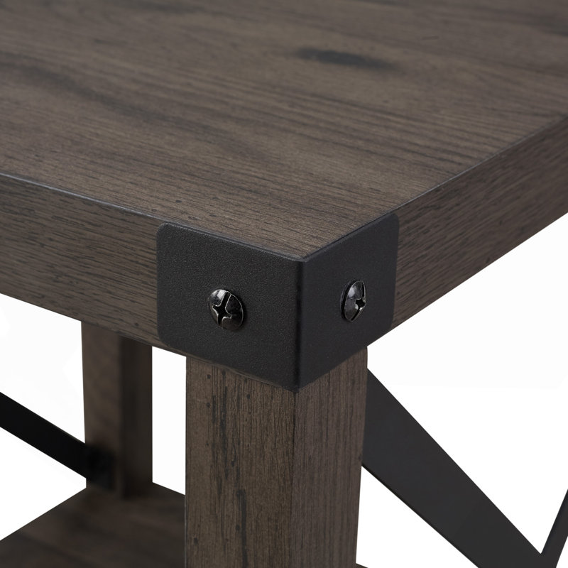 Table d'appoint rustique en métal à 2 niveaux - gris délavé